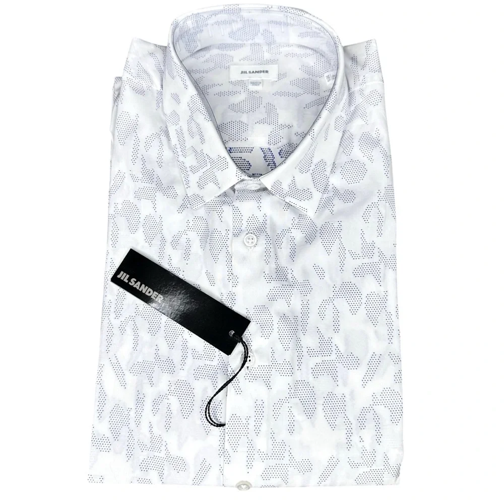 NWT Jil Sander Artista Short Sleeve Button-Down Shirt Open White 42 16.5” Neck